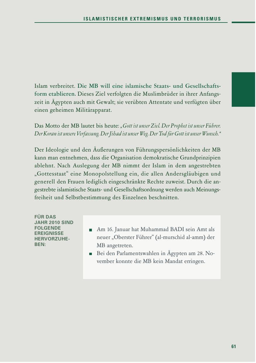 Seite 59 des Verfassungsschutzbericht 2010 Baden-Württemberg