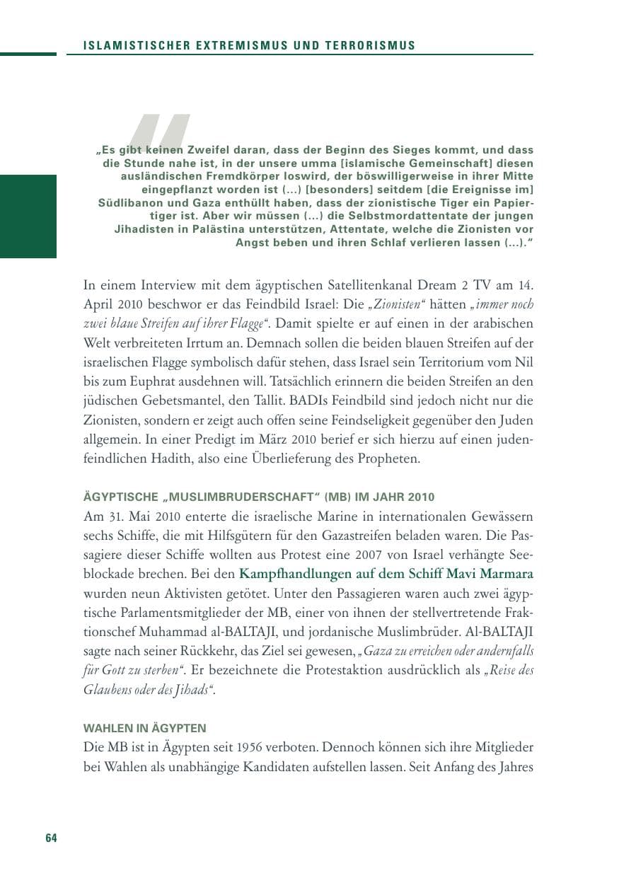 Seite 62 des Verfassungsschutzbericht 2010 Baden-Württemberg