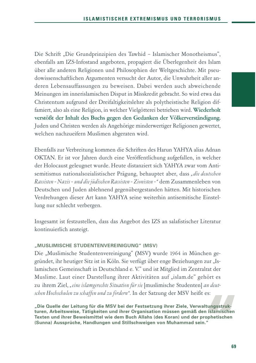 Seite 67 des Verfassungsschutzbericht 2010 Baden-Württemberg