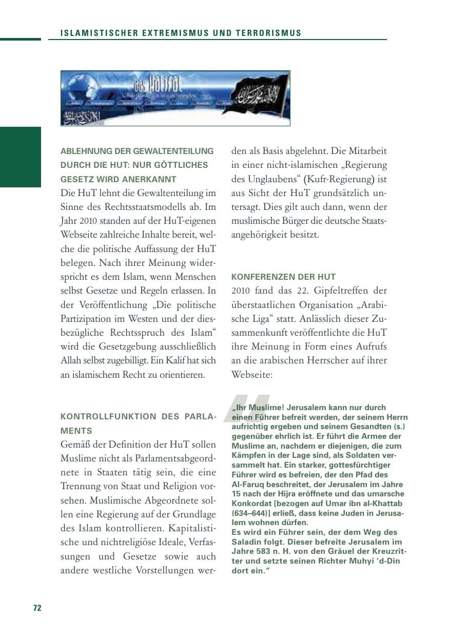 Seite 70 des Verfassungsschutzbericht 2010 Baden-Württemberg