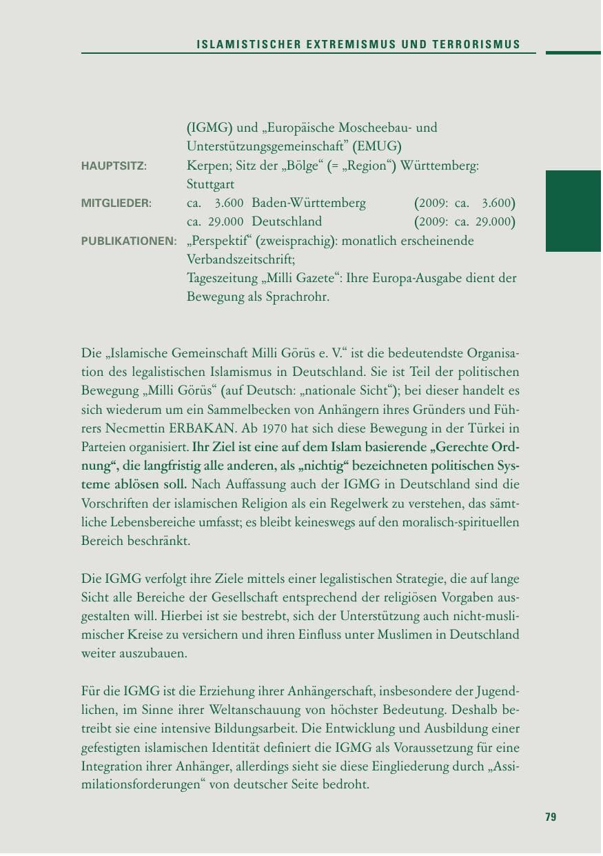 Seite 77 des Verfassungsschutzbericht 2010 Baden-Württemberg