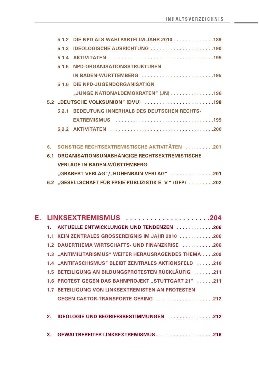 Seite 9 des Verfassungsschutzbericht 2010 Baden-Württemberg
