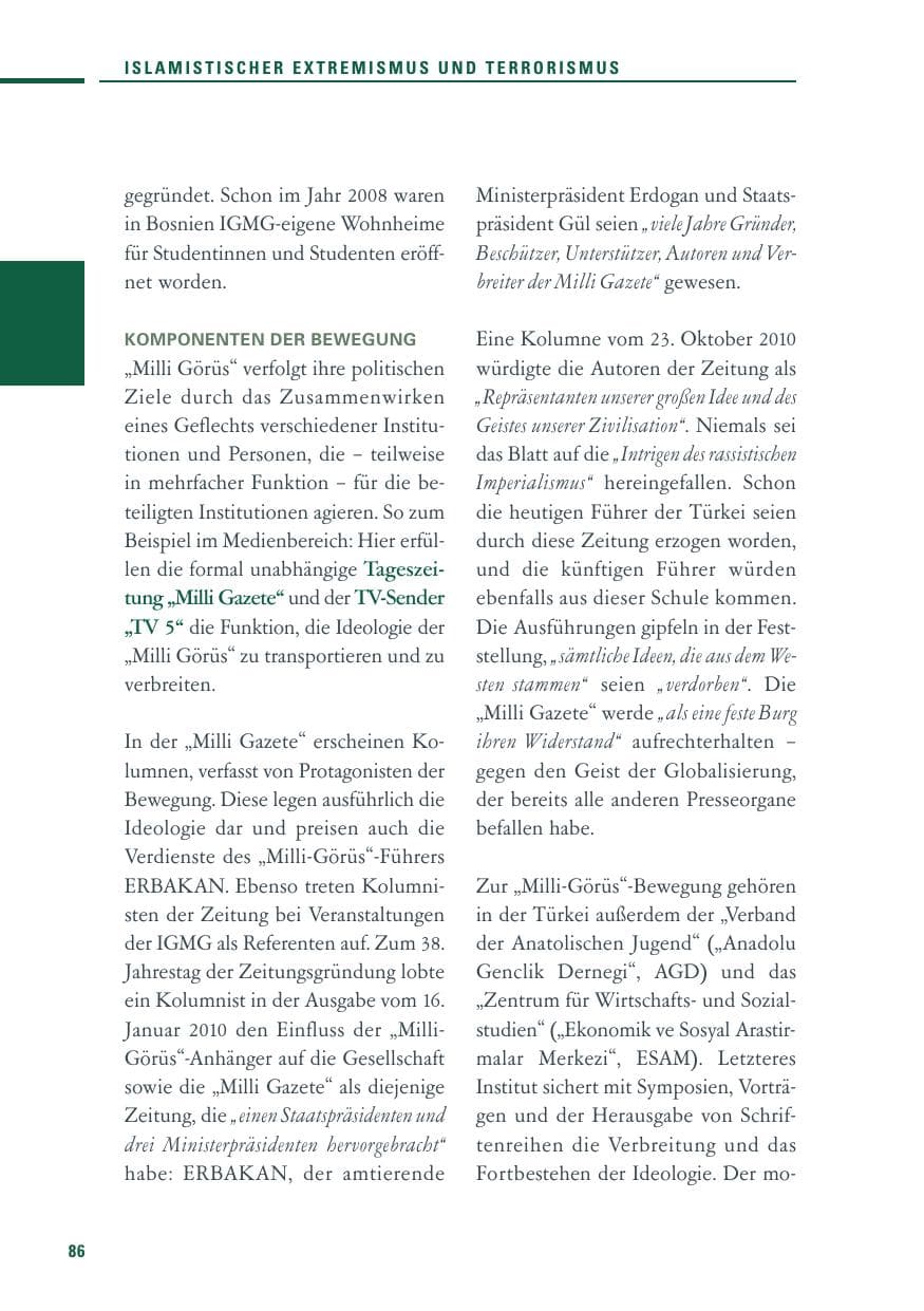 Seite 84 des Verfassungsschutzbericht 2010 Baden-Württemberg