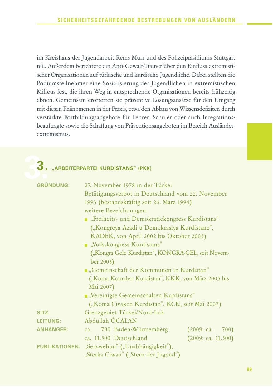Seite 97 des Verfassungsschutzbericht 2010 Baden-Württemberg