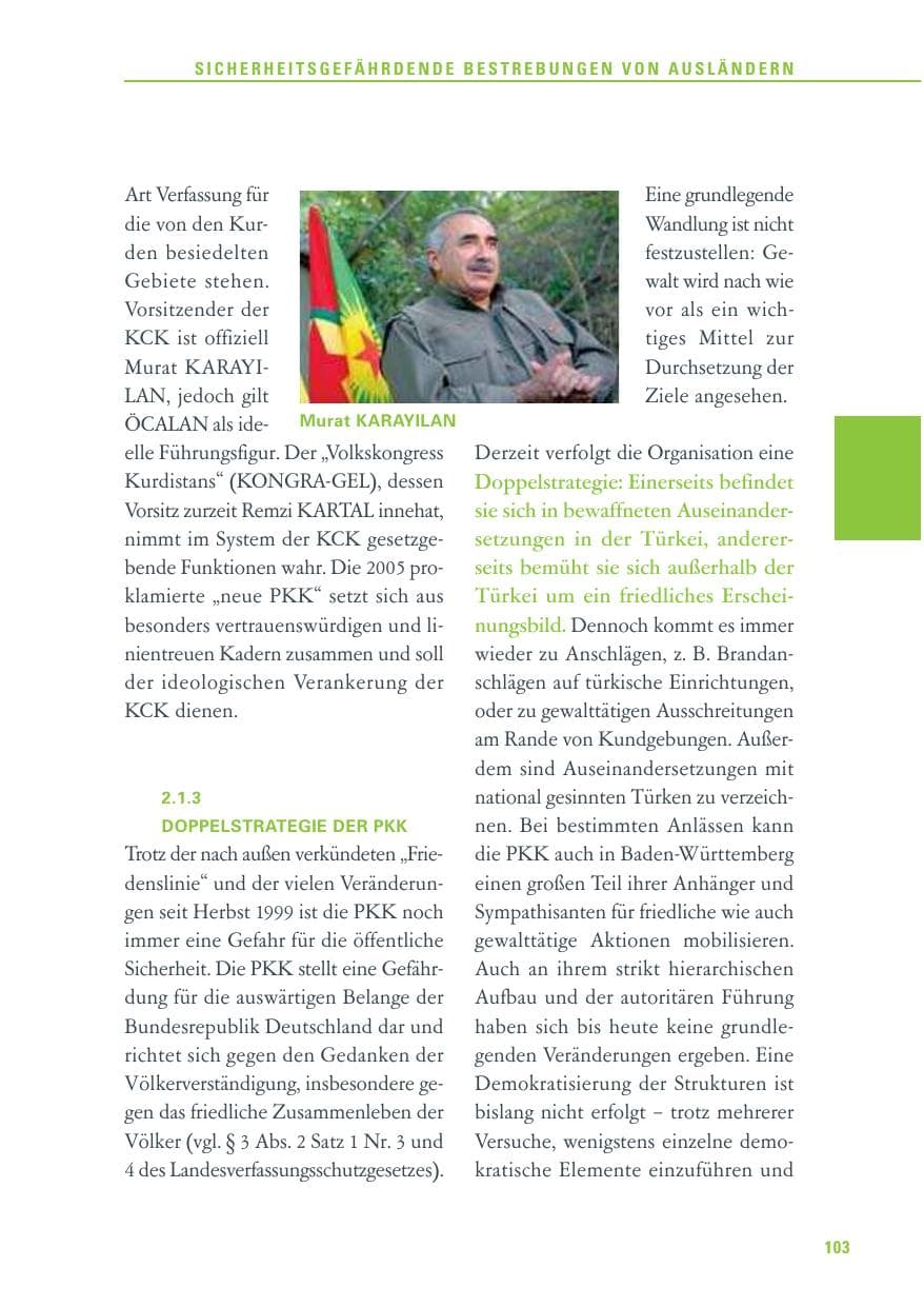 Seite 104 des Verfassungsschutzbericht 2011 Baden-Württemberg