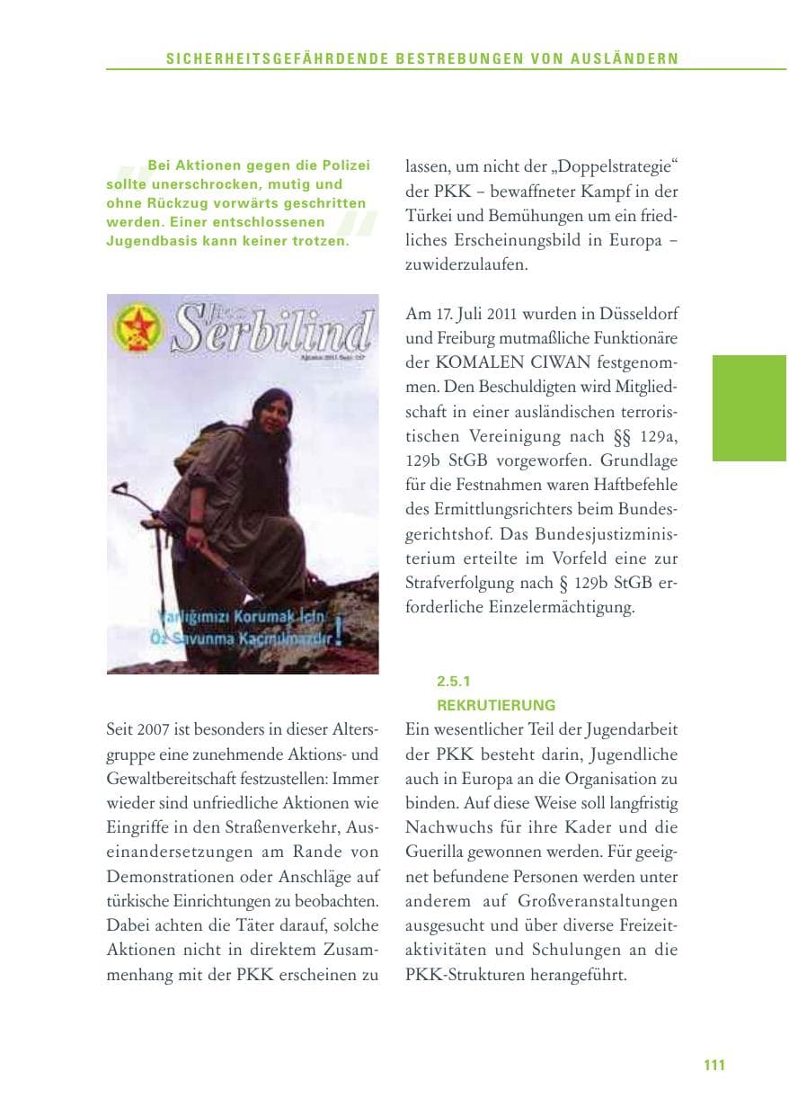 Seite 112 des Verfassungsschutzbericht 2011 Baden-Württemberg