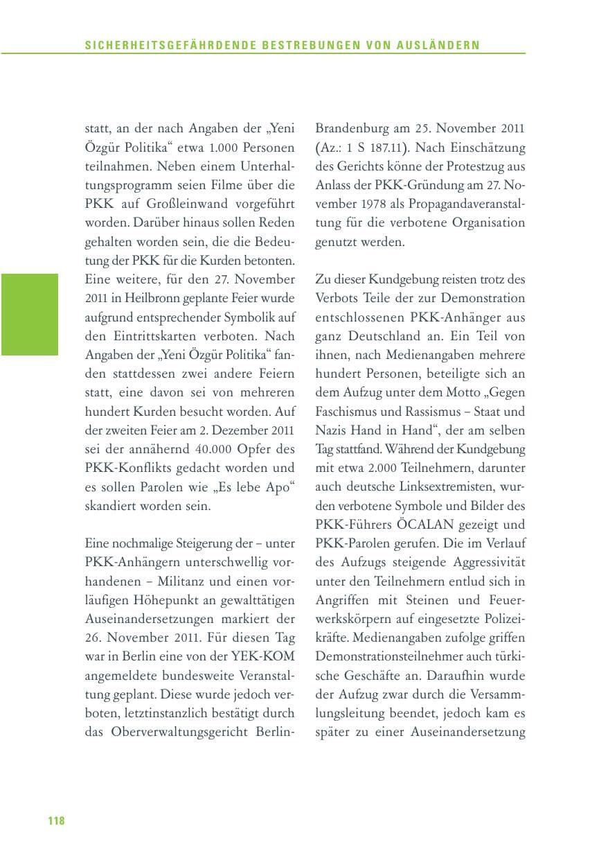 Seite 119 des Verfassungsschutzbericht 2011 Baden-Württemberg