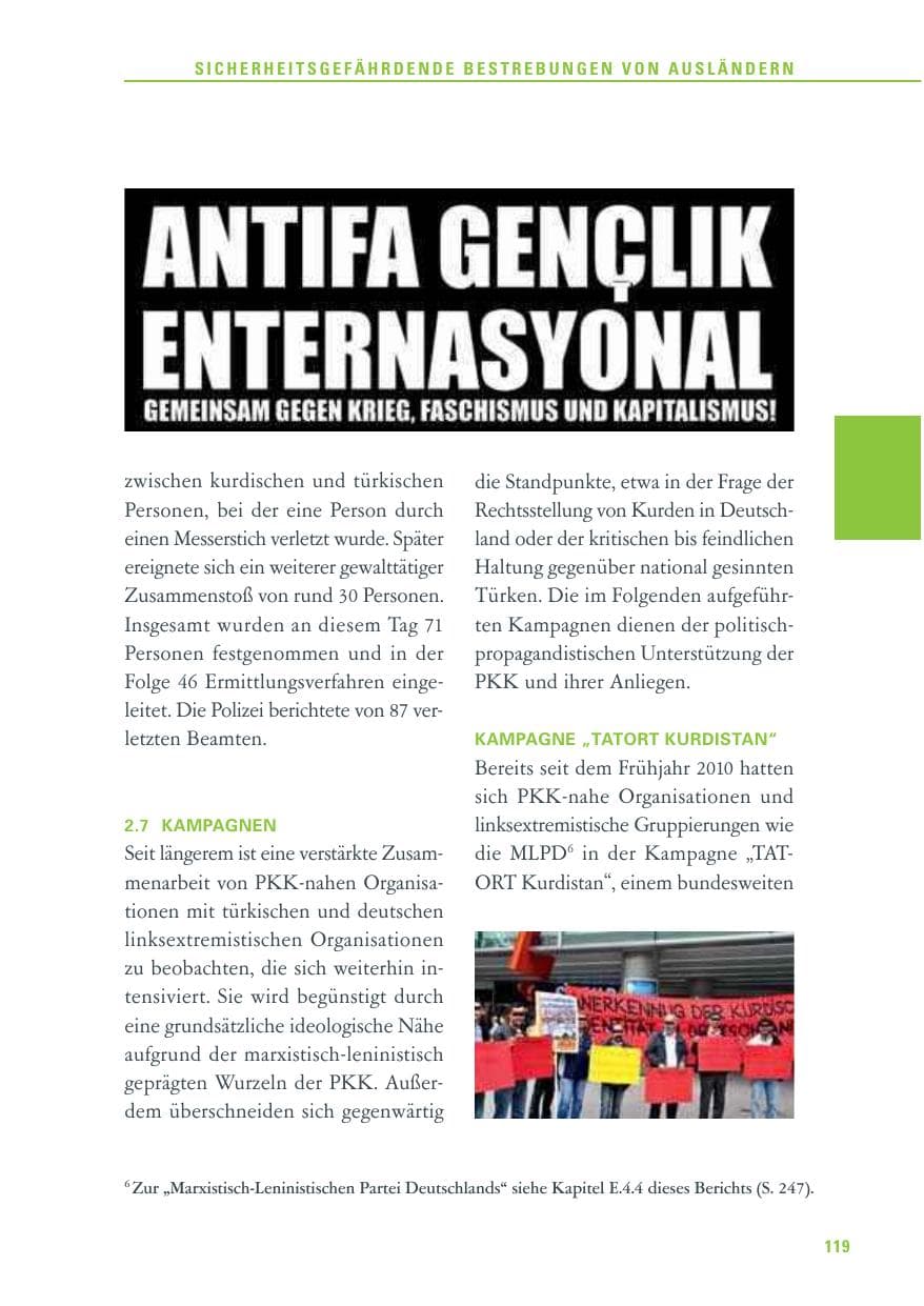 Seite 120 des Verfassungsschutzbericht 2011 Baden-Württemberg