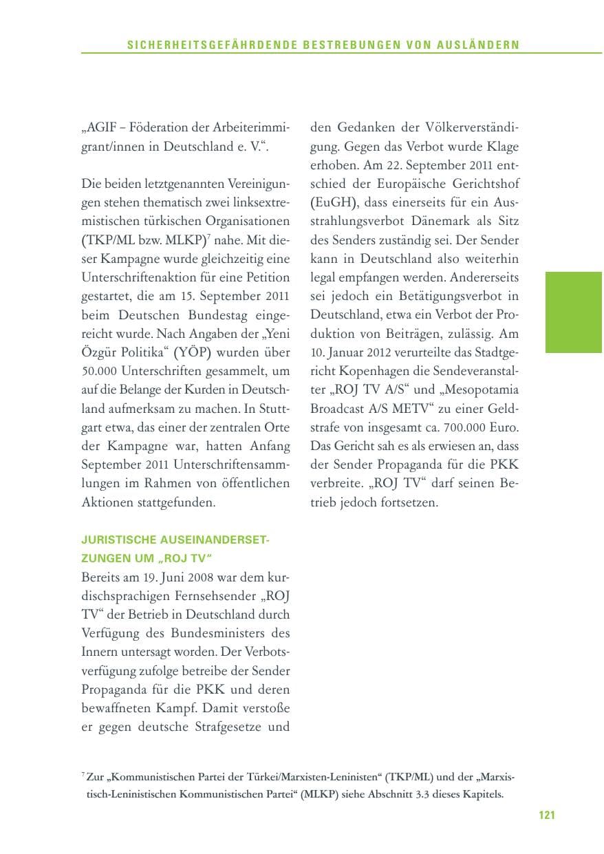 Seite 122 des Verfassungsschutzbericht 2011 Baden-Württemberg