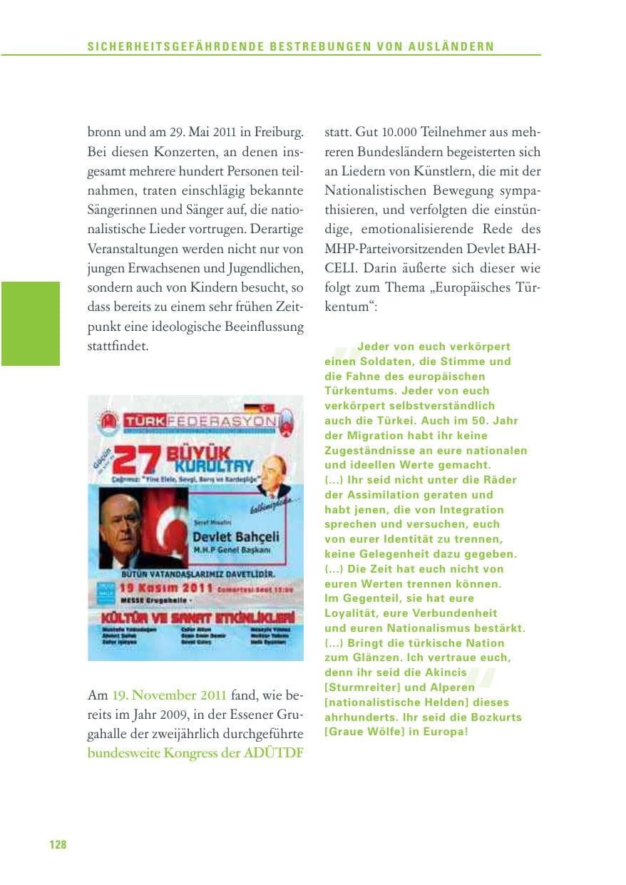 Seite 129 des Verfassungsschutzbericht 2011 Baden-Württemberg