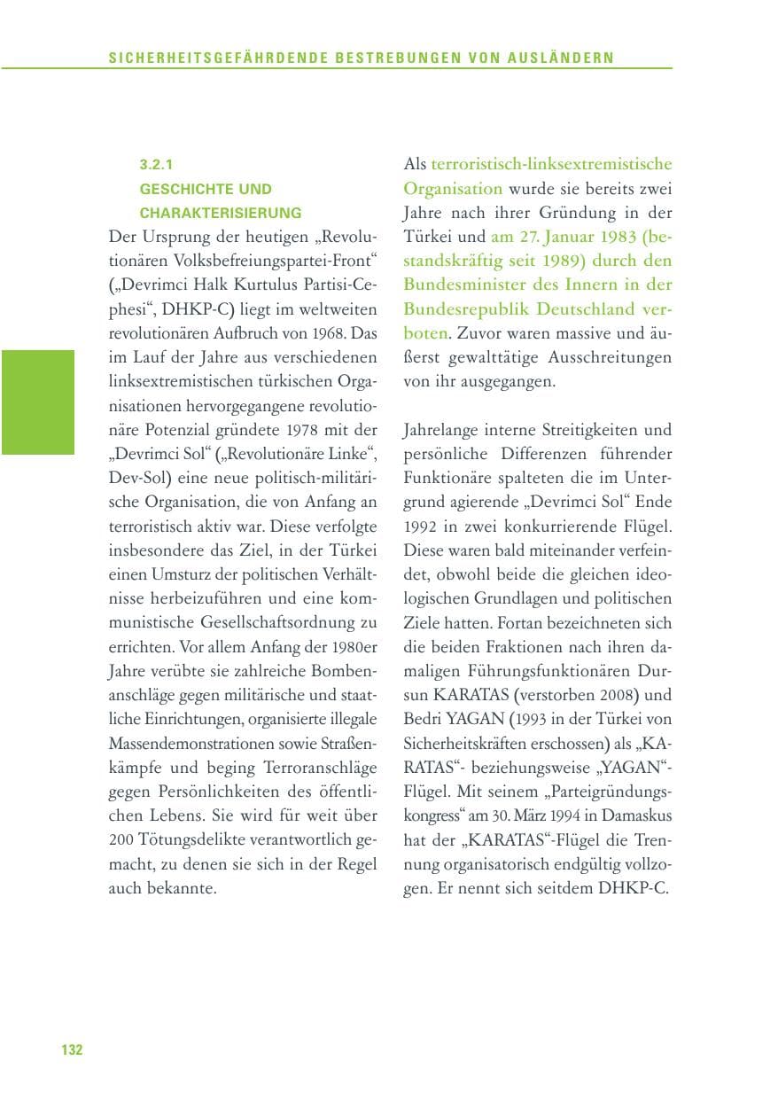 Seite 133 des Verfassungsschutzbericht 2011 Baden-Württemberg