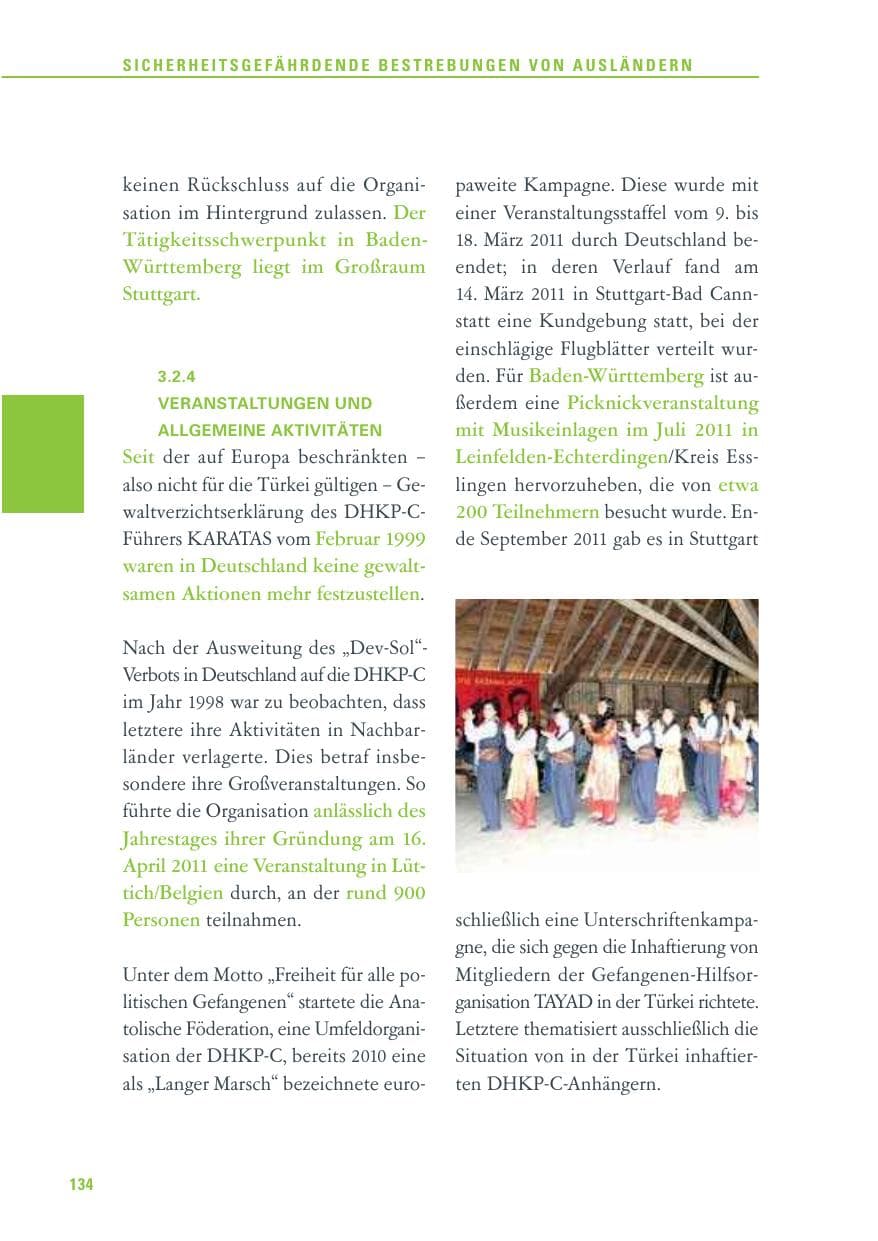 Seite 135 des Verfassungsschutzbericht 2011 Baden-Württemberg