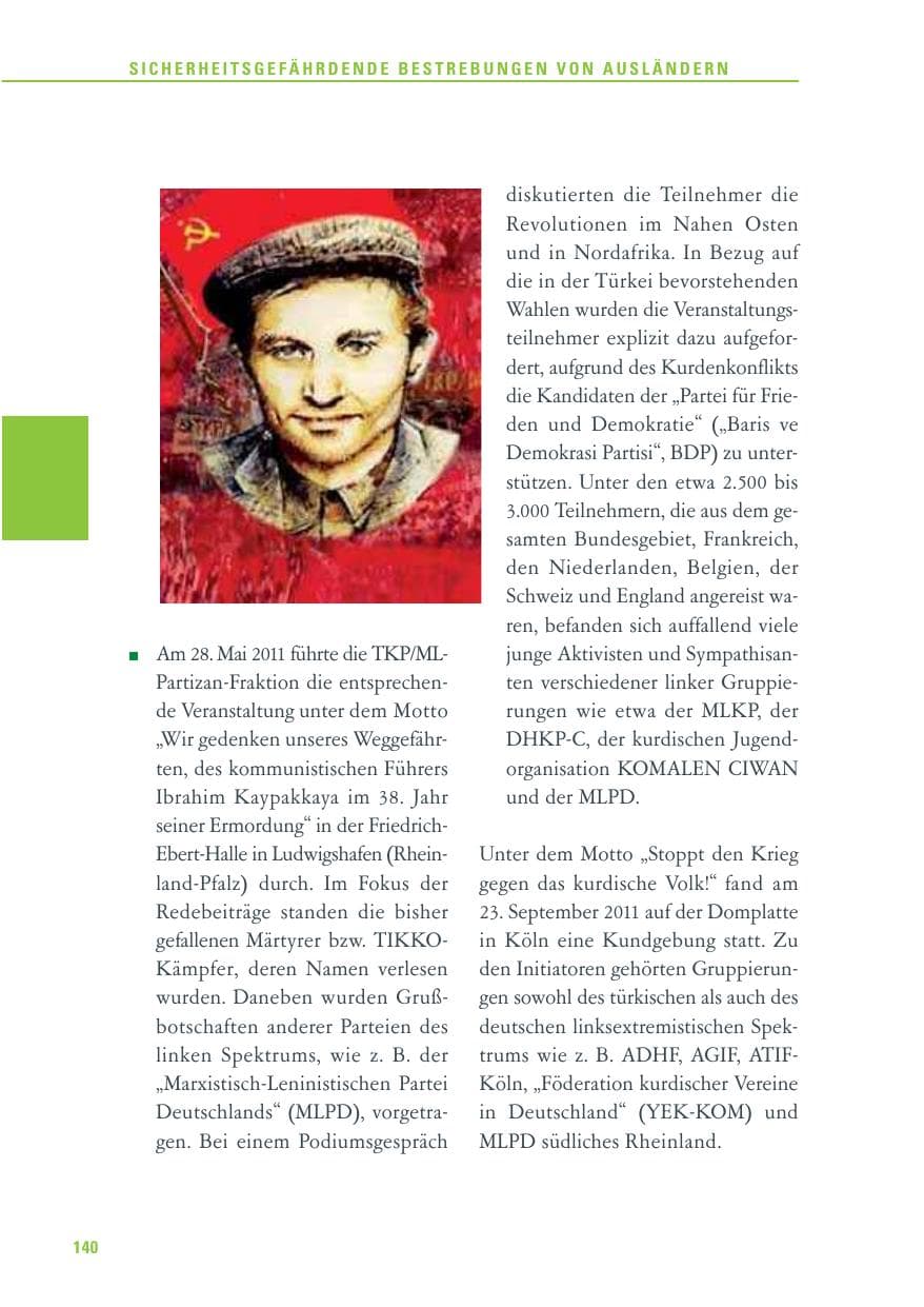 Seite 141 des Verfassungsschutzbericht 2011 Baden-Württemberg