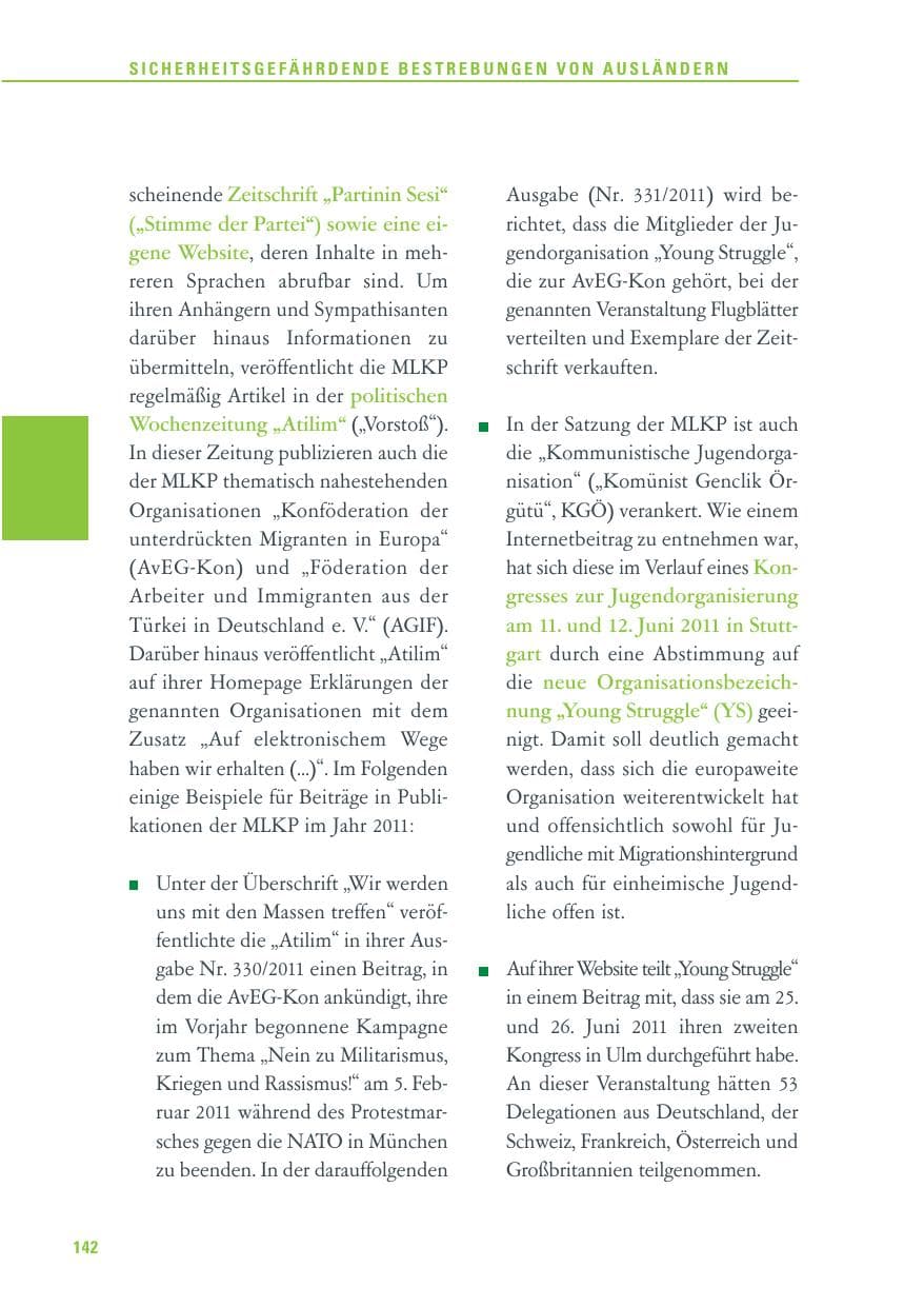 Seite 143 des Verfassungsschutzbericht 2011 Baden-Württemberg