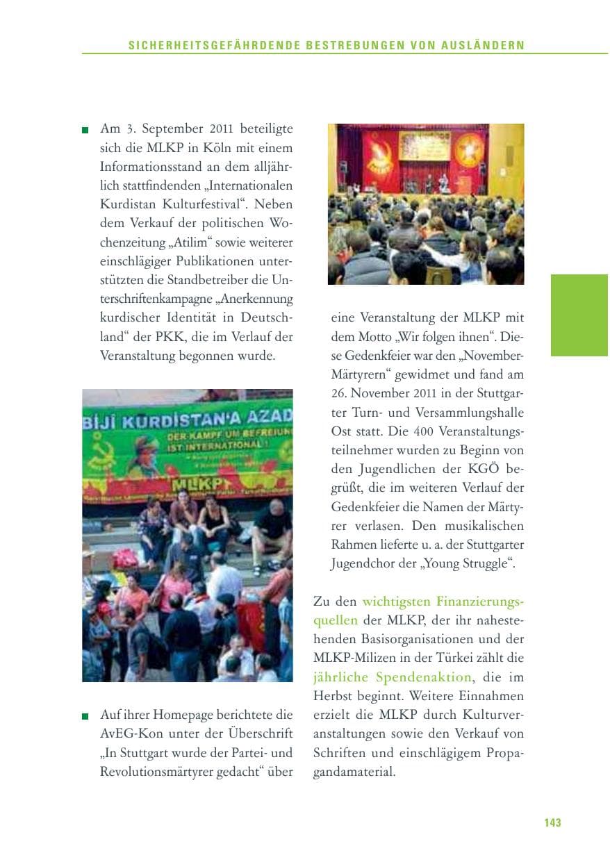 Seite 144 des Verfassungsschutzbericht 2011 Baden-Württemberg