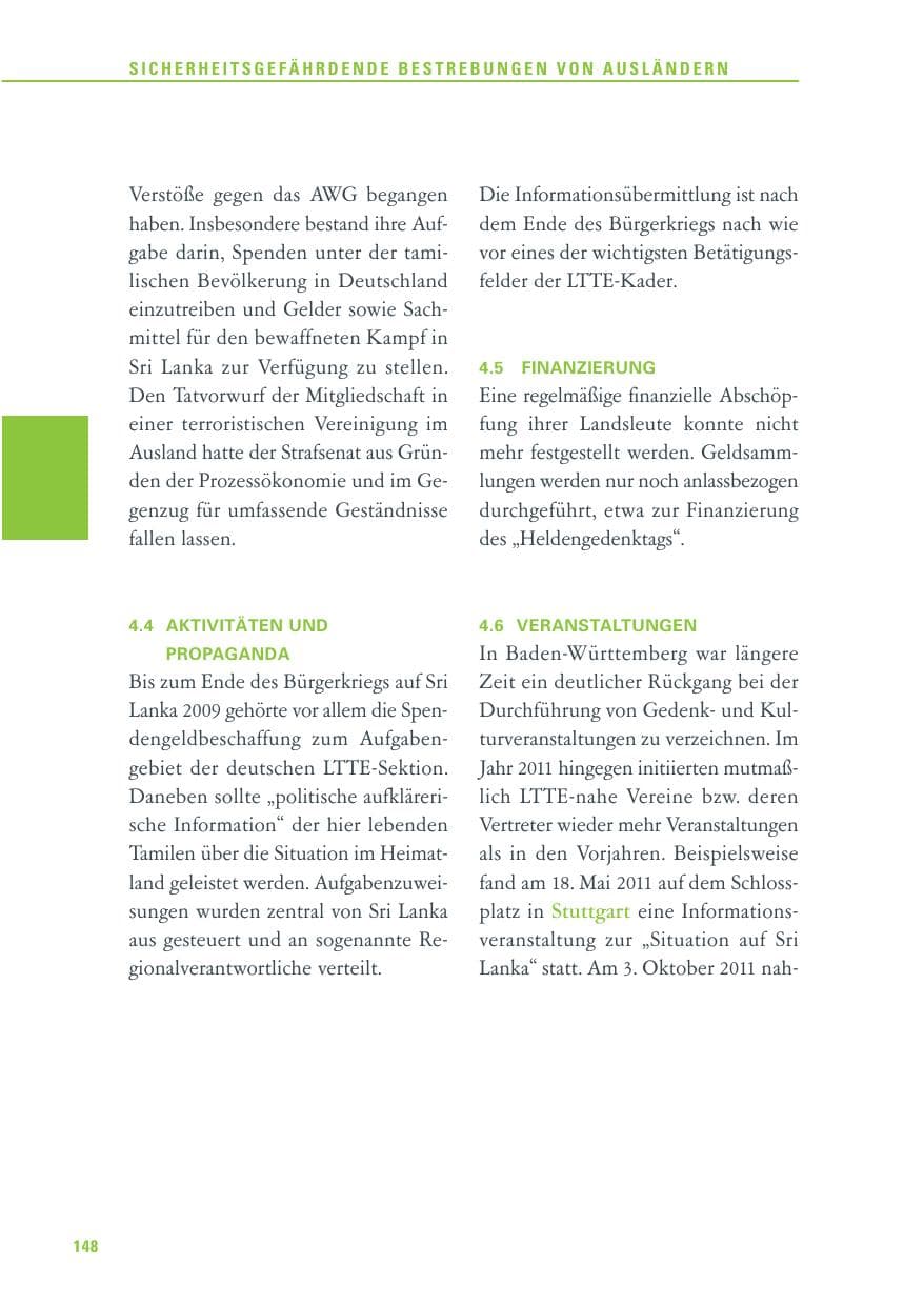 Seite 149 des Verfassungsschutzbericht 2011 Baden-Württemberg