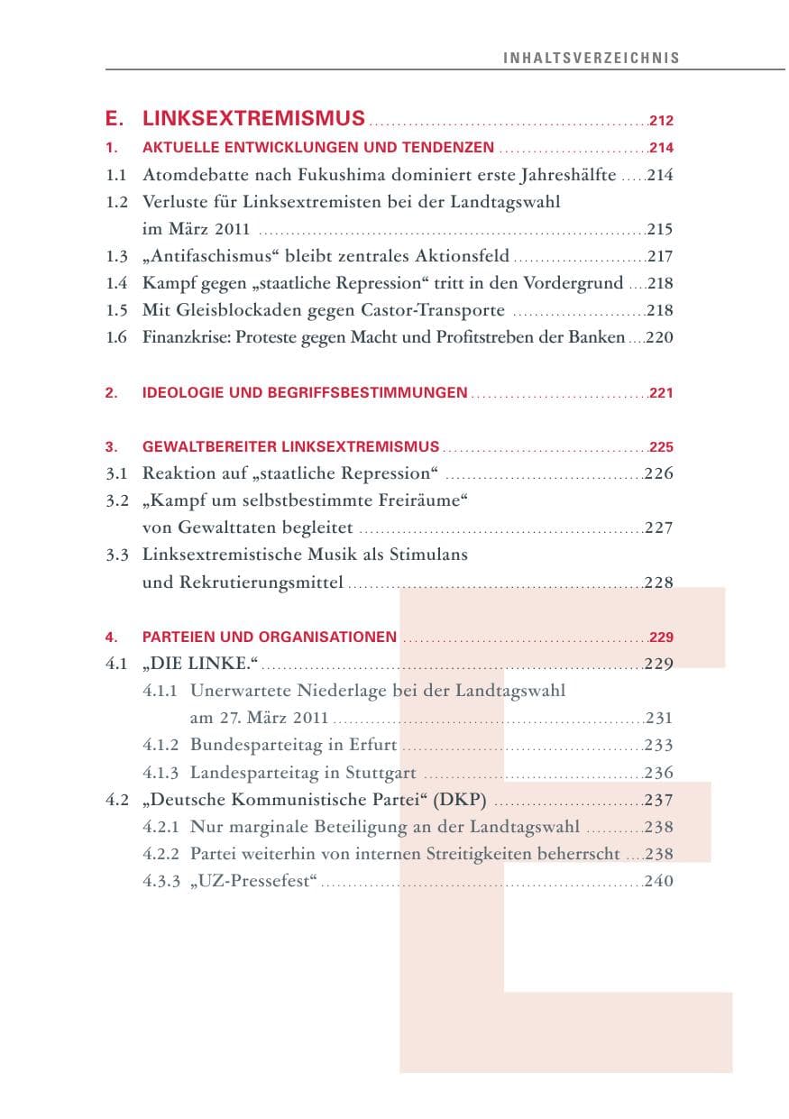 Seite 16 des Verfassungsschutzbericht 2011 Baden-Württemberg