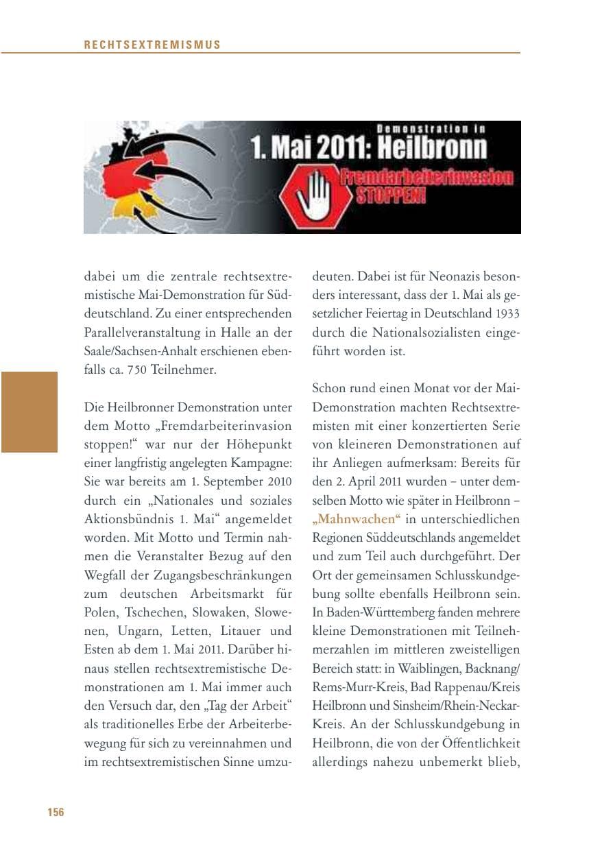 Seite 157 des Verfassungsschutzbericht 2011 Baden-Württemberg