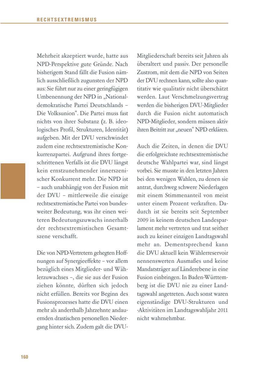 Seite 161 des Verfassungsschutzbericht 2011 Baden-Württemberg