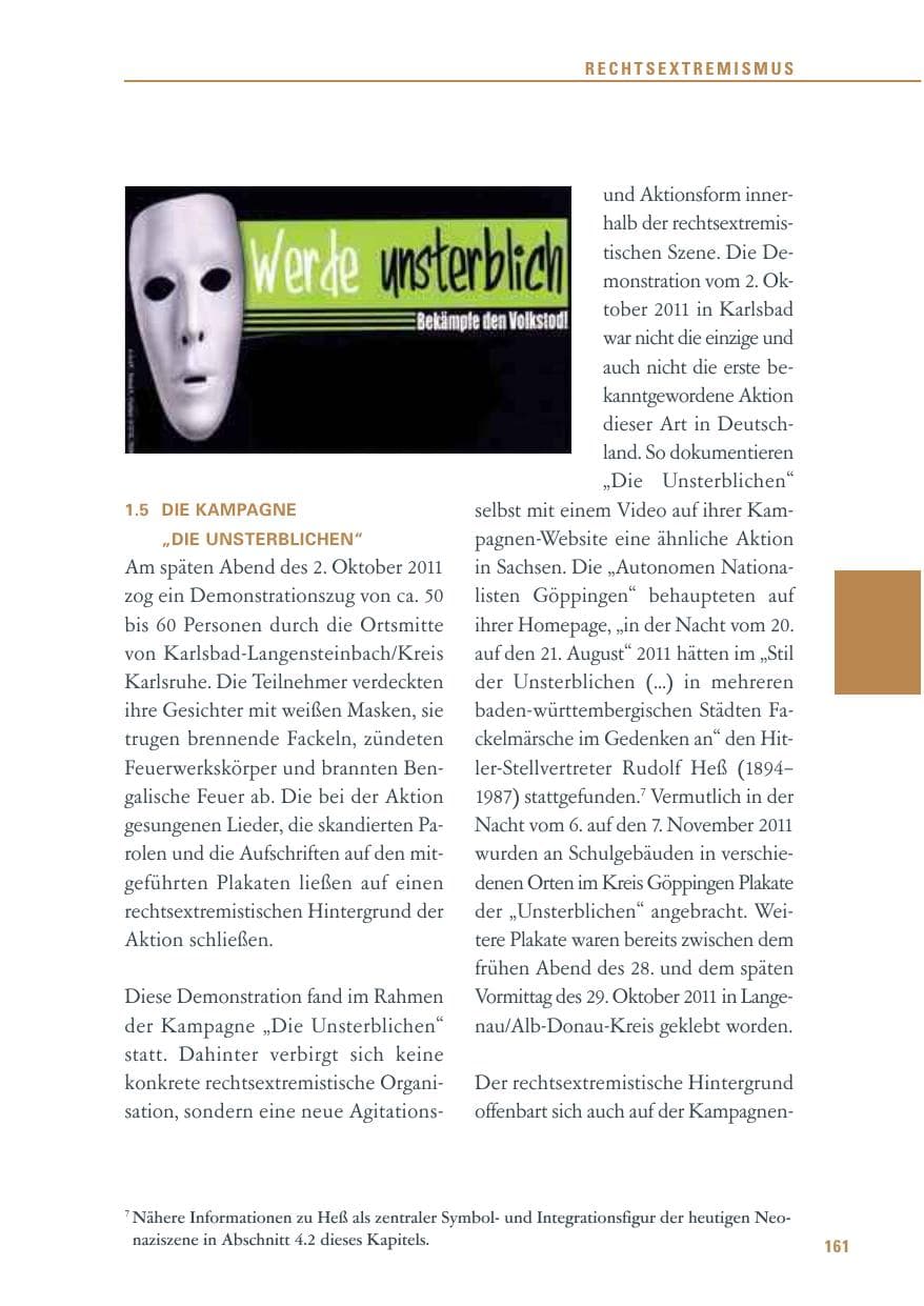 Seite 162 des Verfassungsschutzbericht 2011 Baden-Württemberg