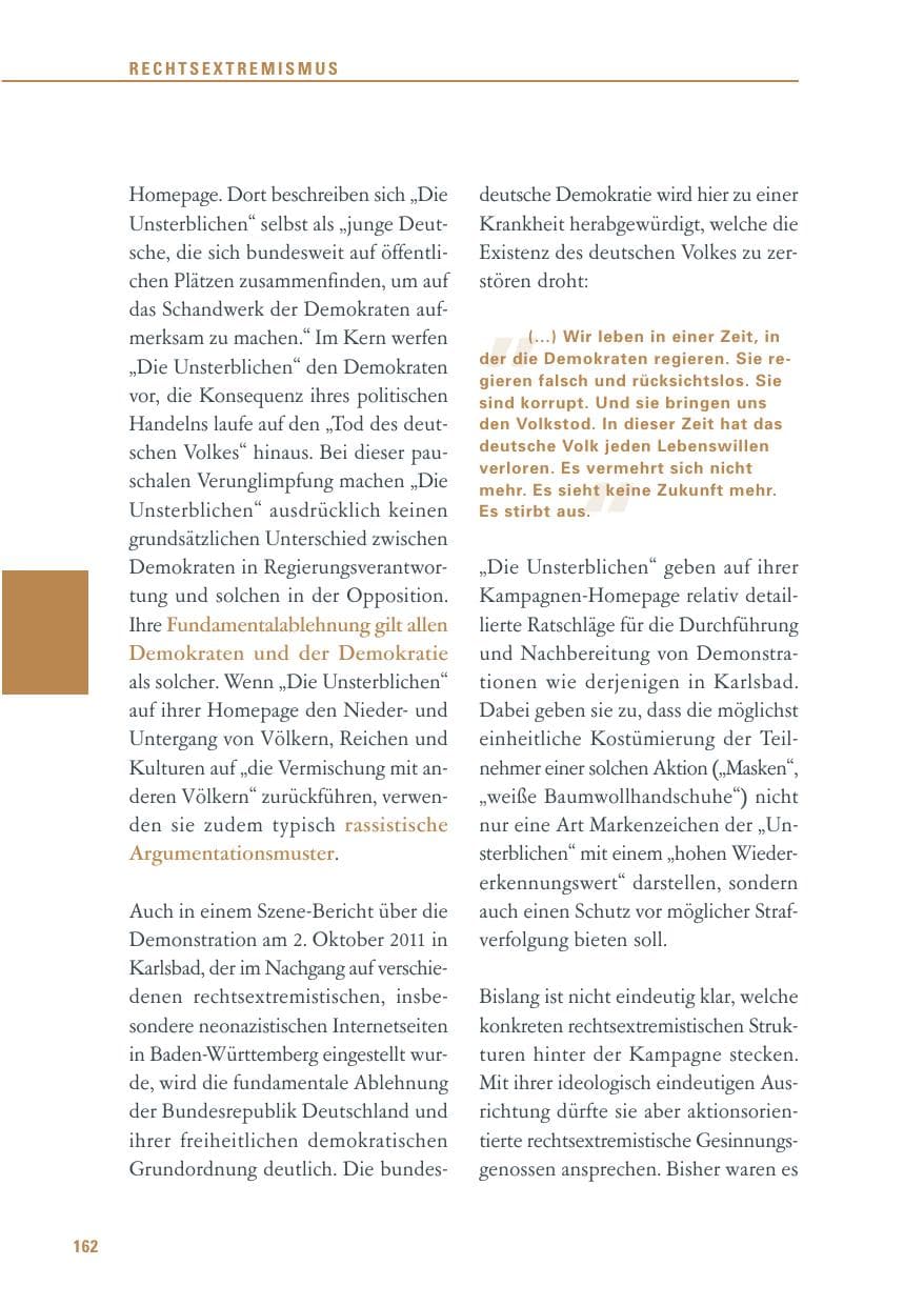 Seite 163 des Verfassungsschutzbericht 2011 Baden-Württemberg