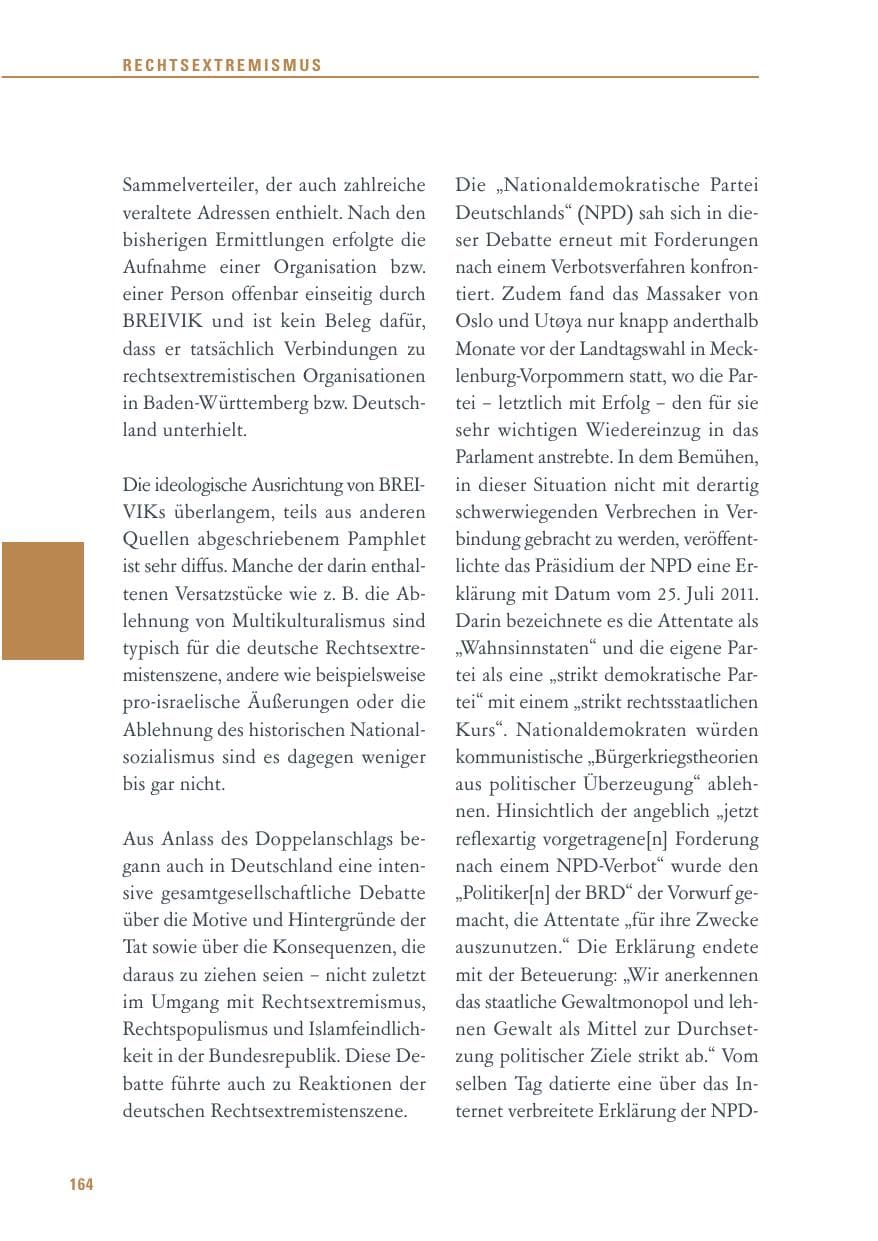 Seite 165 des Verfassungsschutzbericht 2011 Baden-Württemberg