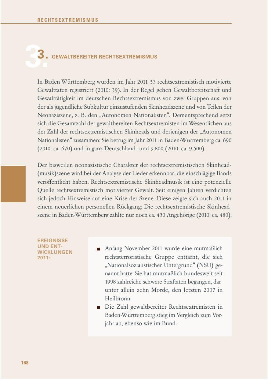 Seite 169 des Verfassungsschutzbericht 2011 Baden-Württemberg