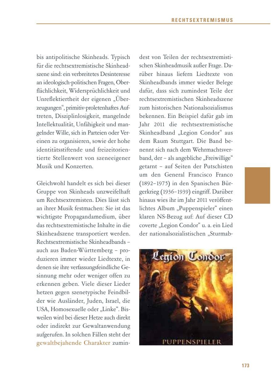 Seite 174 des Verfassungsschutzbericht 2011 Baden-Württemberg