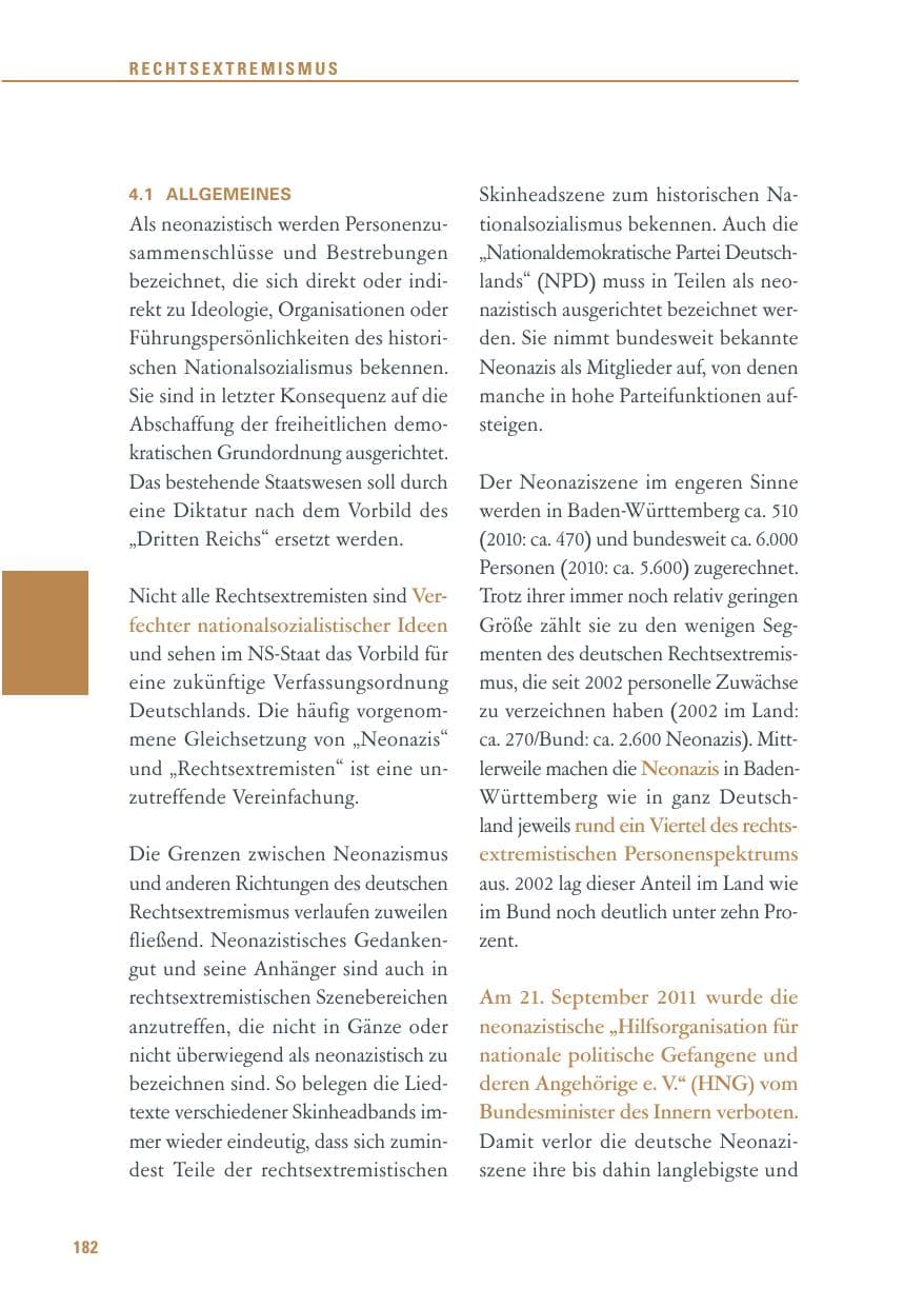 Seite 183 des Verfassungsschutzbericht 2011 Baden-Württemberg