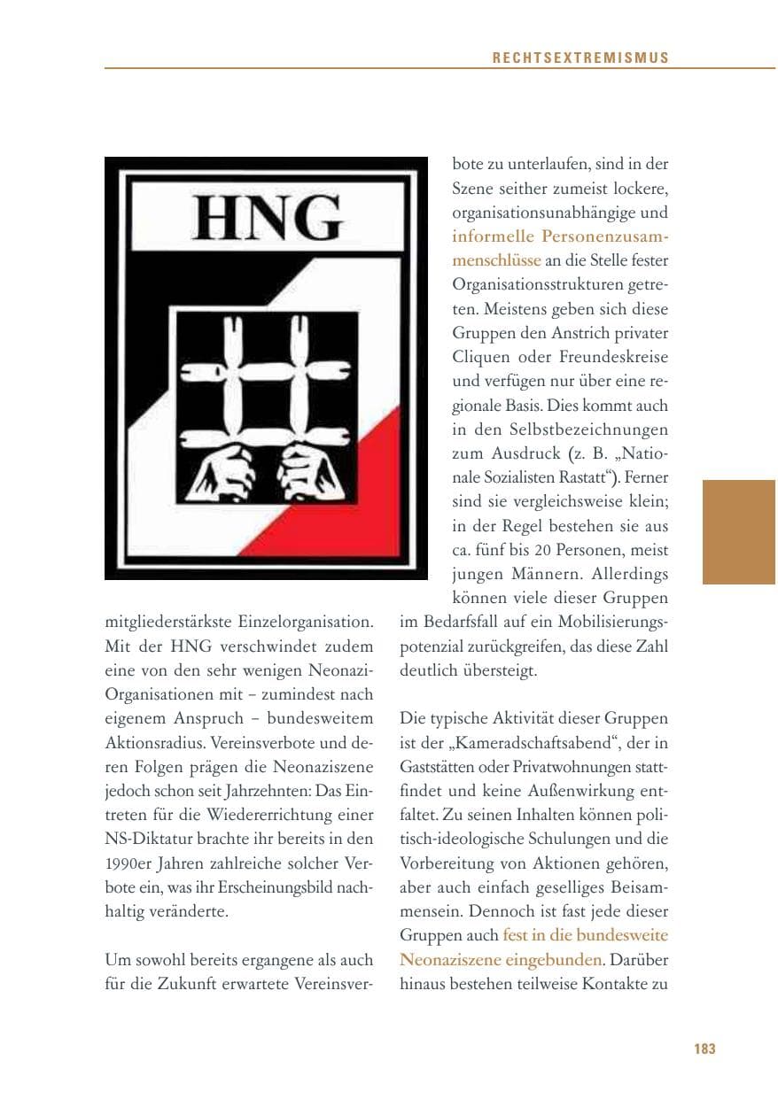 Seite 184 des Verfassungsschutzbericht 2011 Baden-Württemberg