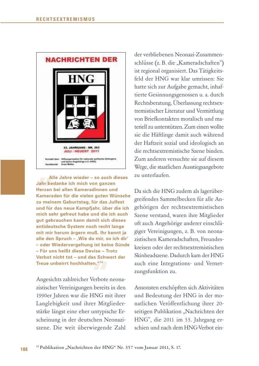 Seite 189 des Verfassungsschutzbericht 2011 Baden-Württemberg