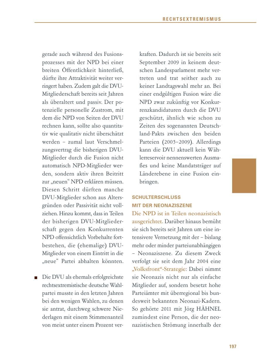 Seite 198 des Verfassungsschutzbericht 2011 Baden-Württemberg