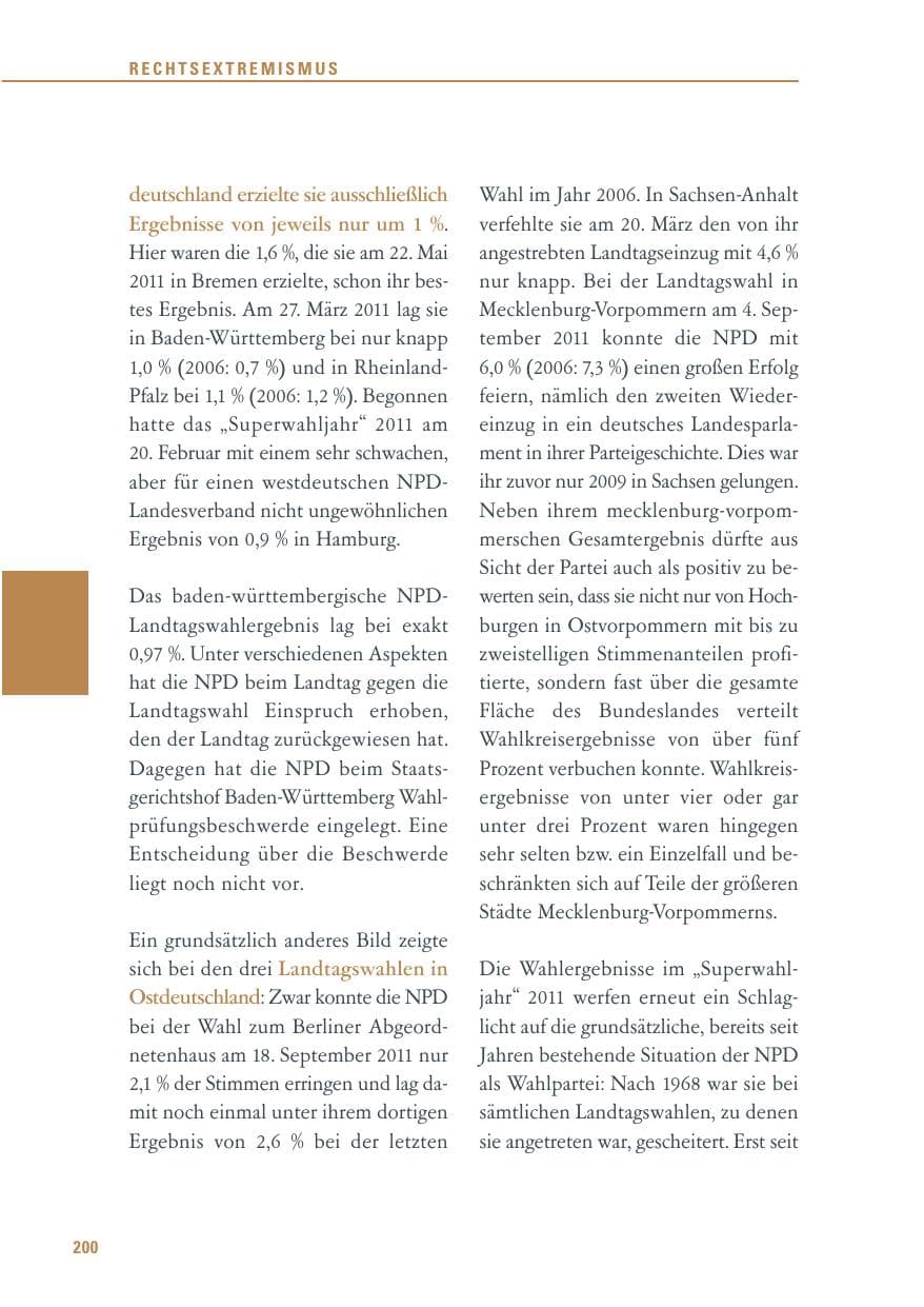Seite 201 des Verfassungsschutzbericht 2011 Baden-Württemberg