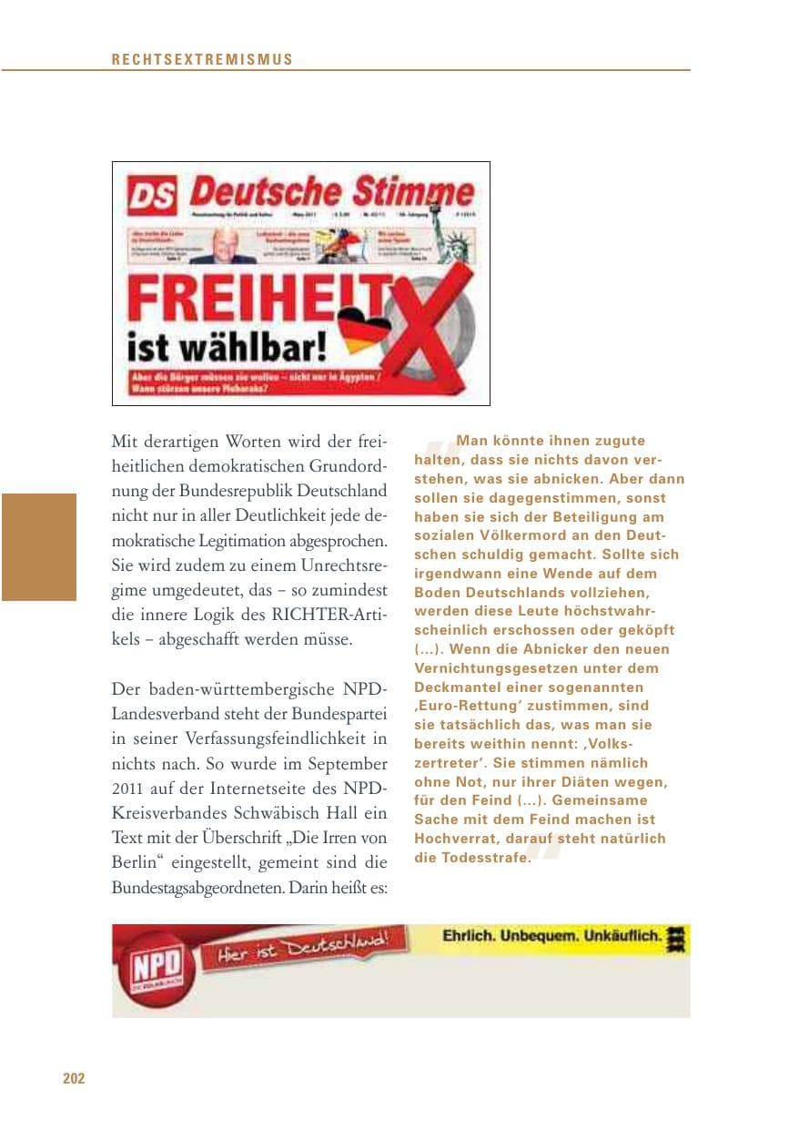 Seite 203 des Verfassungsschutzbericht 2011 Baden-Württemberg