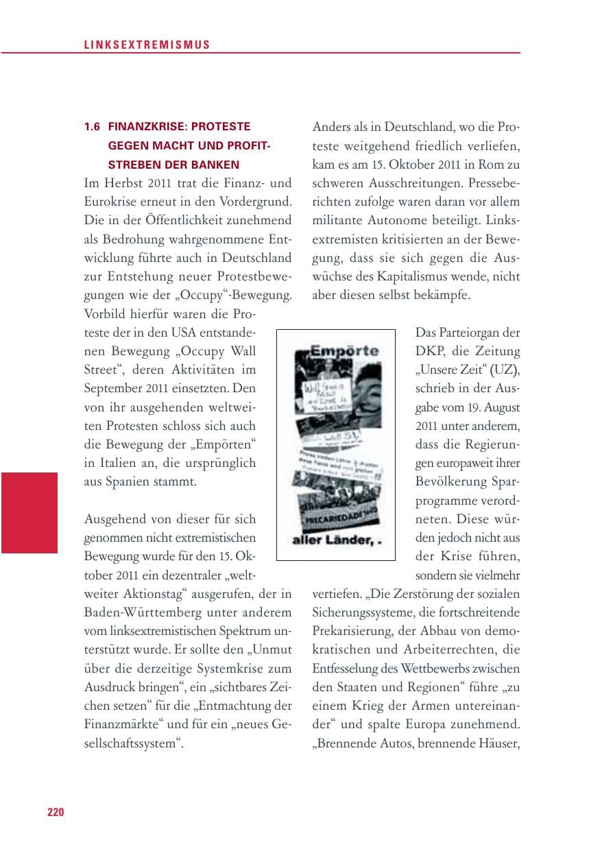 Seite 221 des Verfassungsschutzbericht 2011 Baden-Württemberg