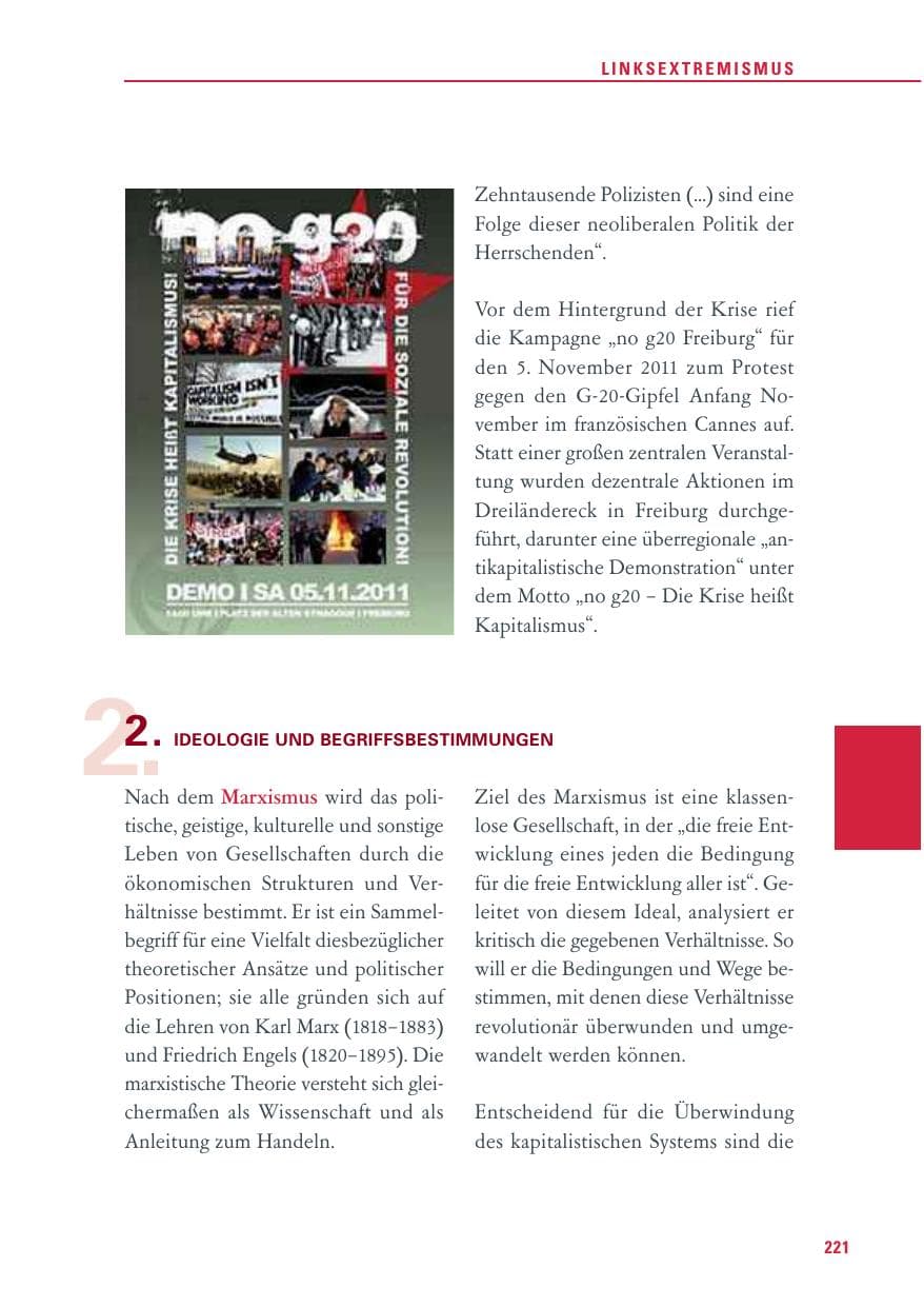 Seite 222 des Verfassungsschutzbericht 2011 Baden-Württemberg