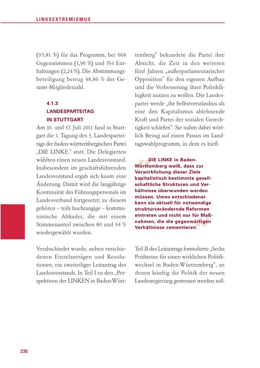 Seite 237 des Verfassungsschutzbericht 2011 Baden-Württemberg