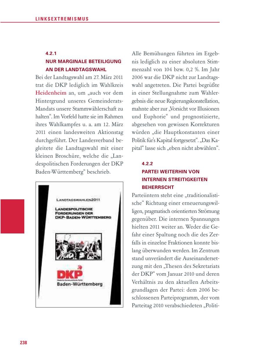 Seite 239 des Verfassungsschutzbericht 2011 Baden-Württemberg