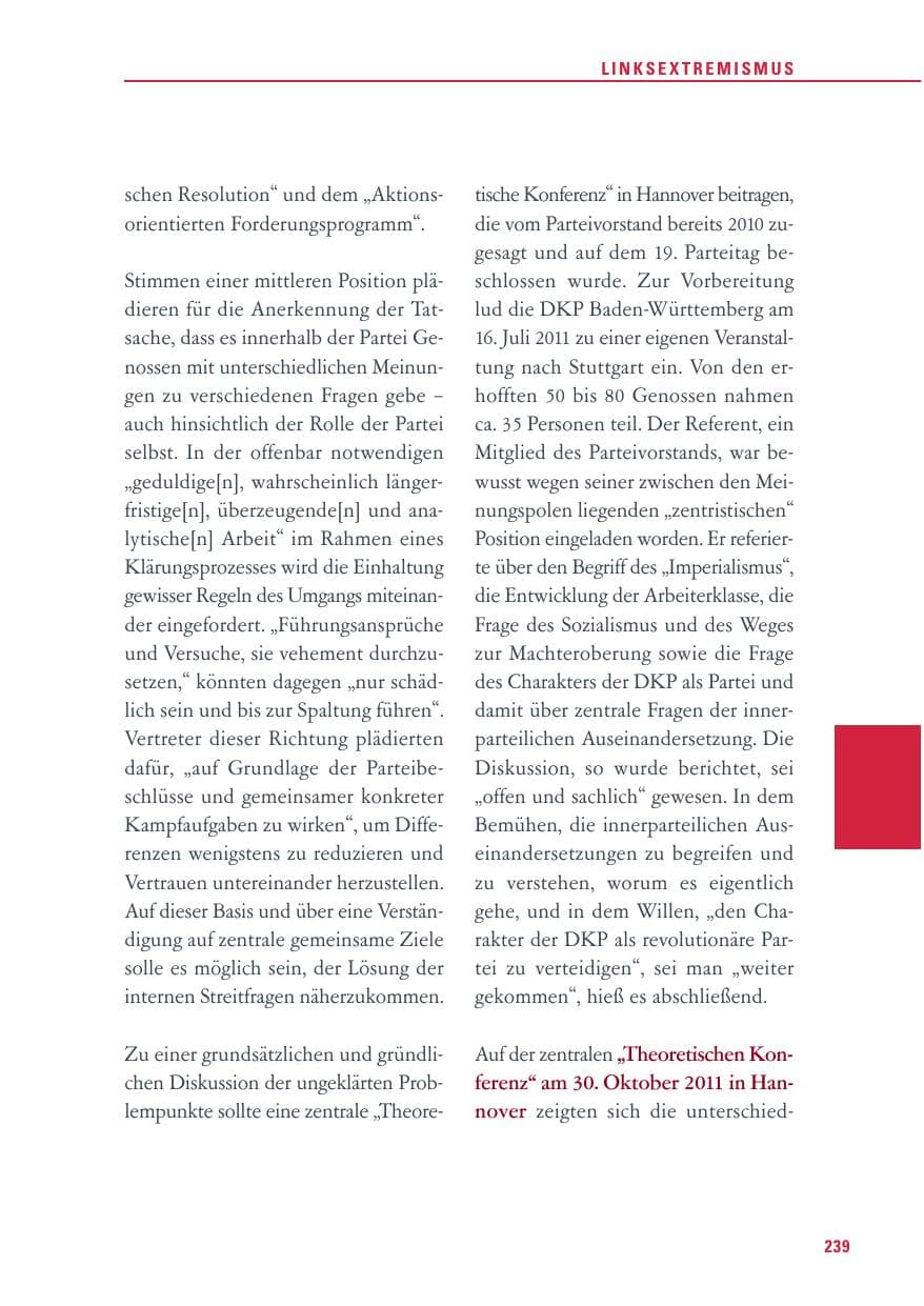 Seite 240 des Verfassungsschutzbericht 2011 Baden-Württemberg