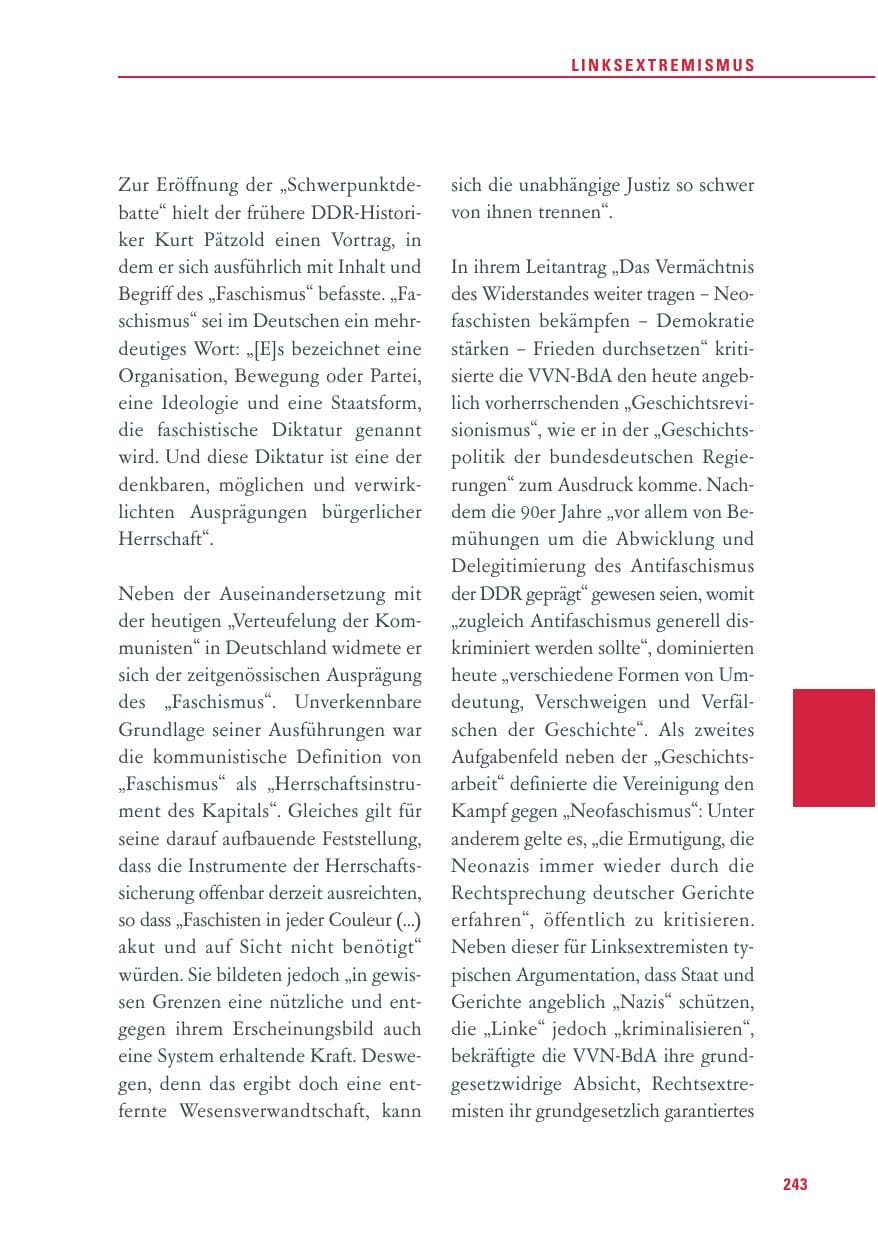 Seite 244 des Verfassungsschutzbericht 2011 Baden-Württemberg