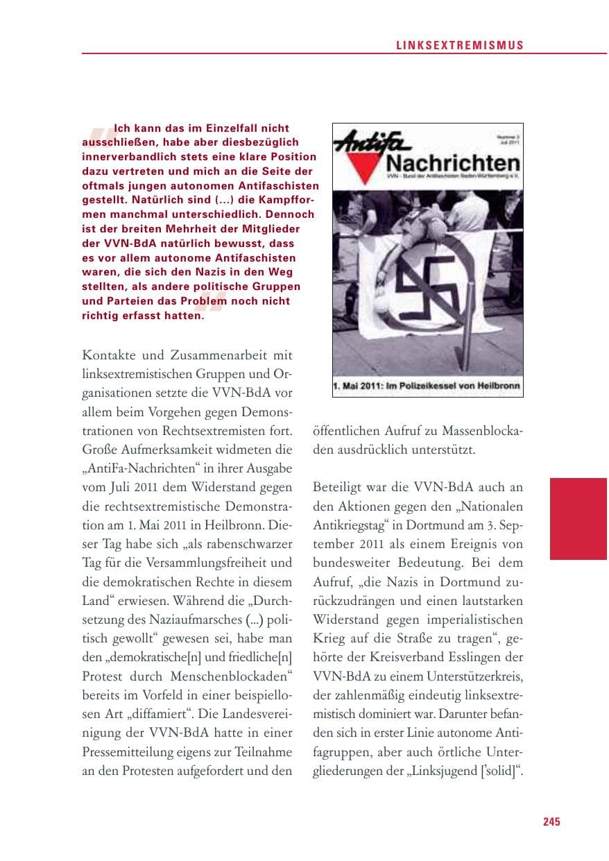 Seite 246 des Verfassungsschutzbericht 2011 Baden-Württemberg