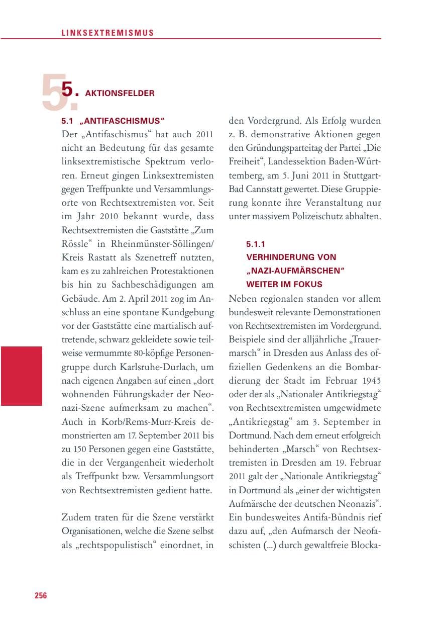 Seite 257 des Verfassungsschutzbericht 2011 Baden-Württemberg