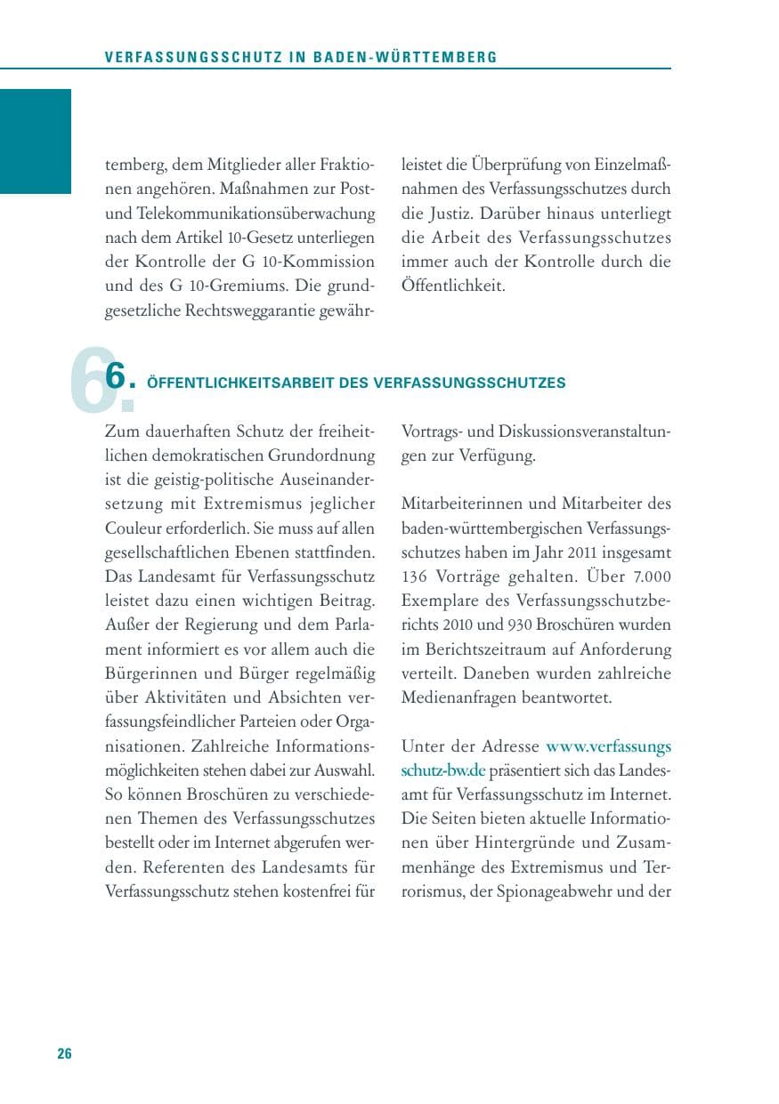 Seite 27 des Verfassungsschutzbericht 2011 Baden-Württemberg