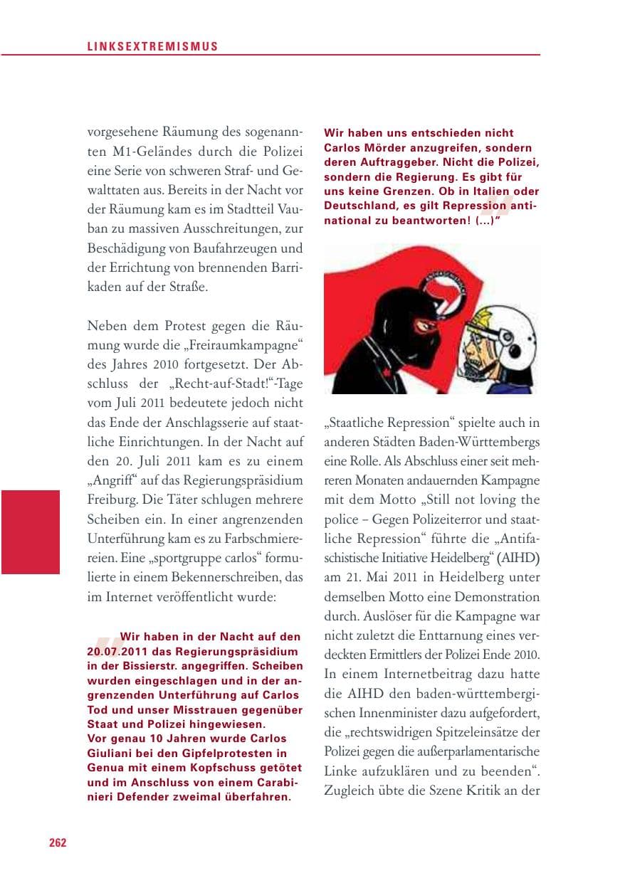 Seite 263 des Verfassungsschutzbericht 2011 Baden-Württemberg