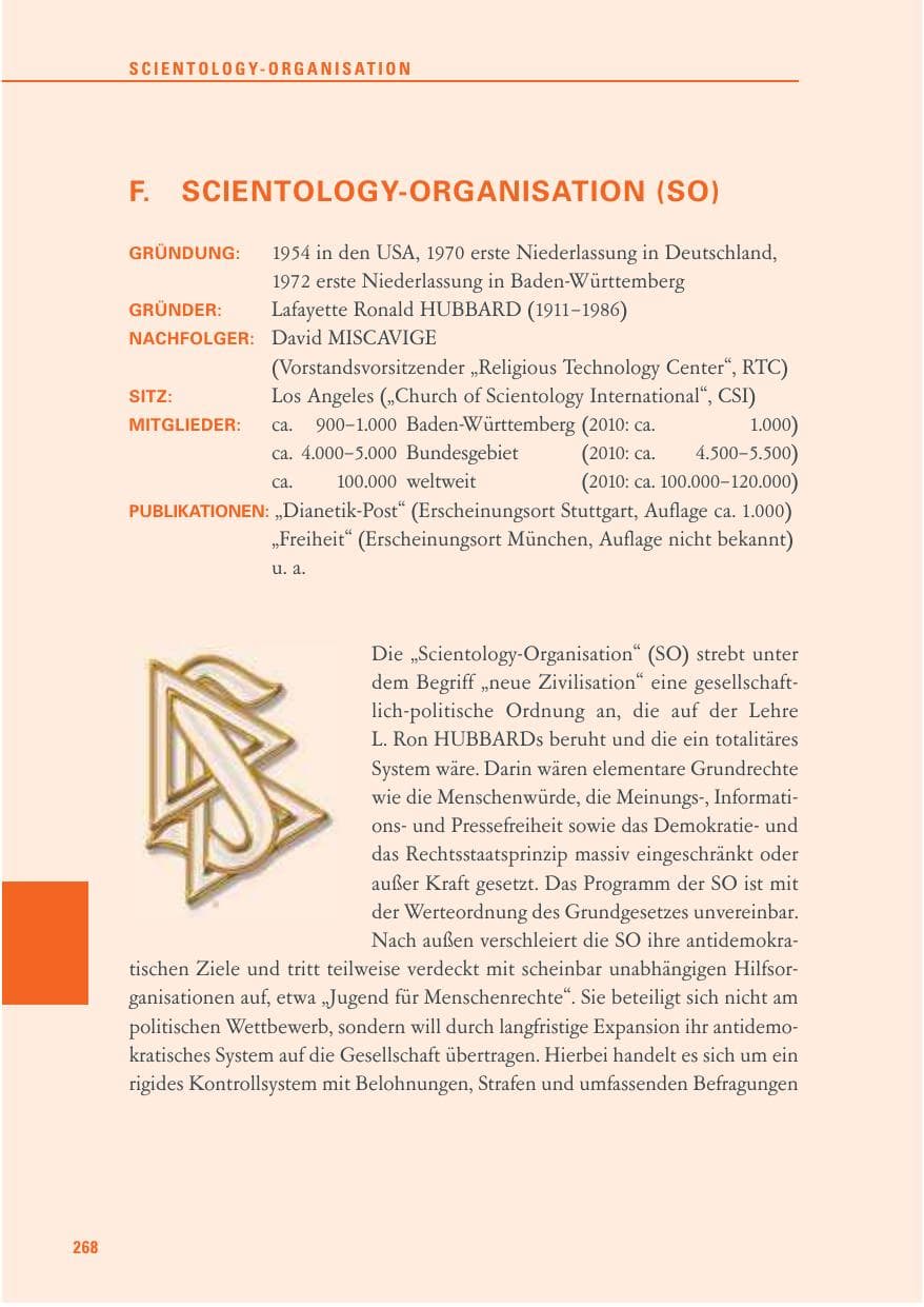 Seite 269 des Verfassungsschutzbericht 2011 Baden-Württemberg