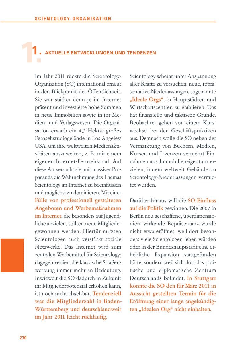 Seite 271 des Verfassungsschutzbericht 2011 Baden-Württemberg