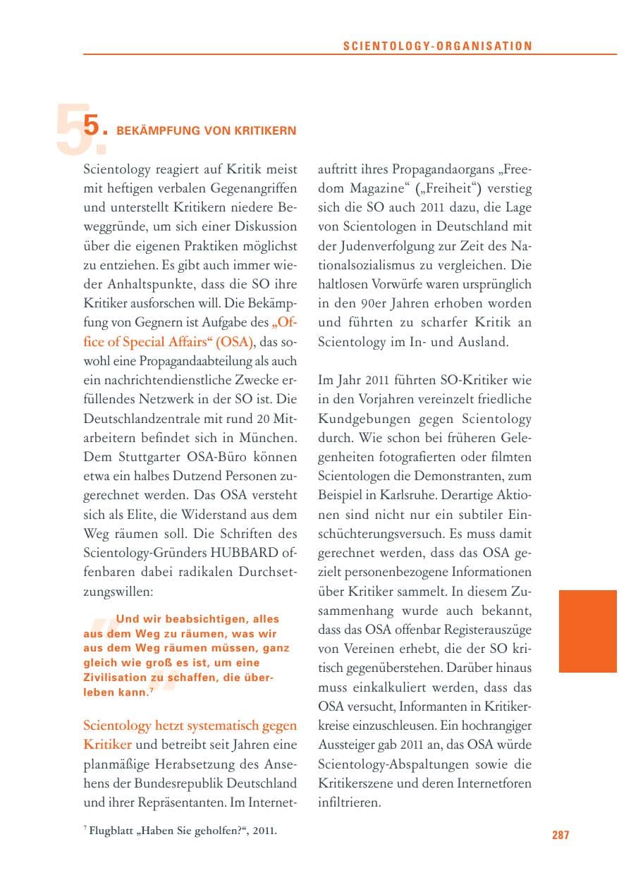 Seite 288 des Verfassungsschutzbericht 2011 Baden-Württemberg