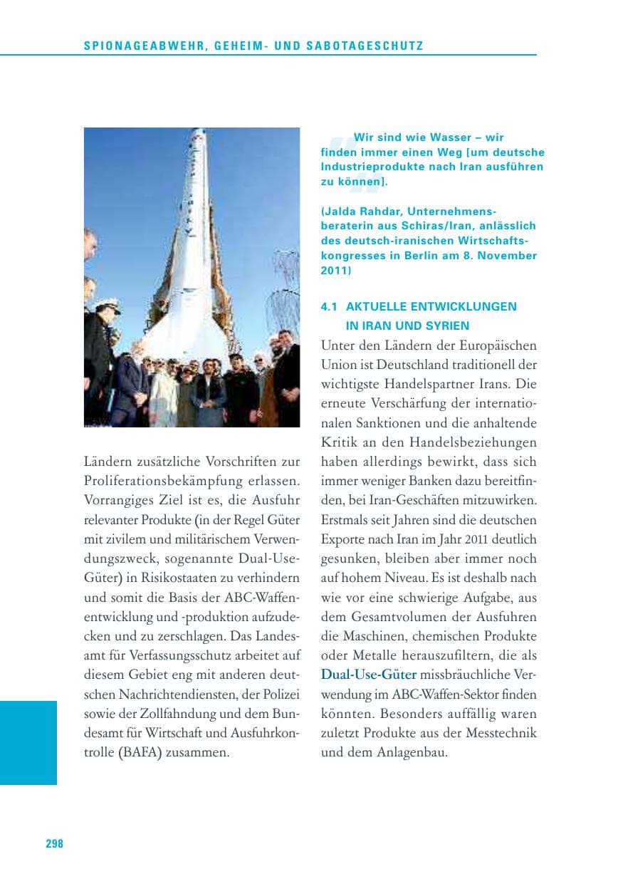 Seite 299 des Verfassungsschutzbericht 2011 Baden-Württemberg