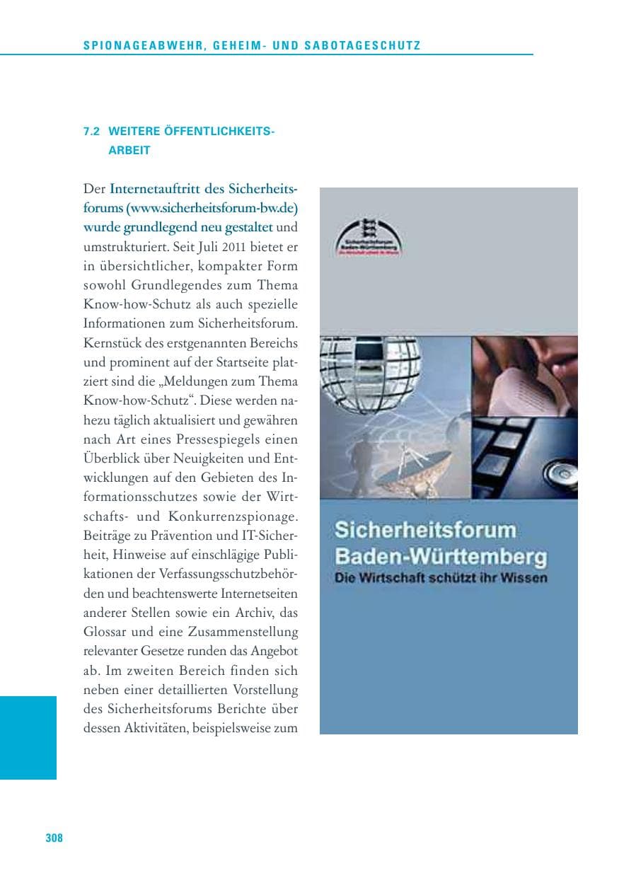 Seite 309 des Verfassungsschutzbericht 2011 Baden-Württemberg