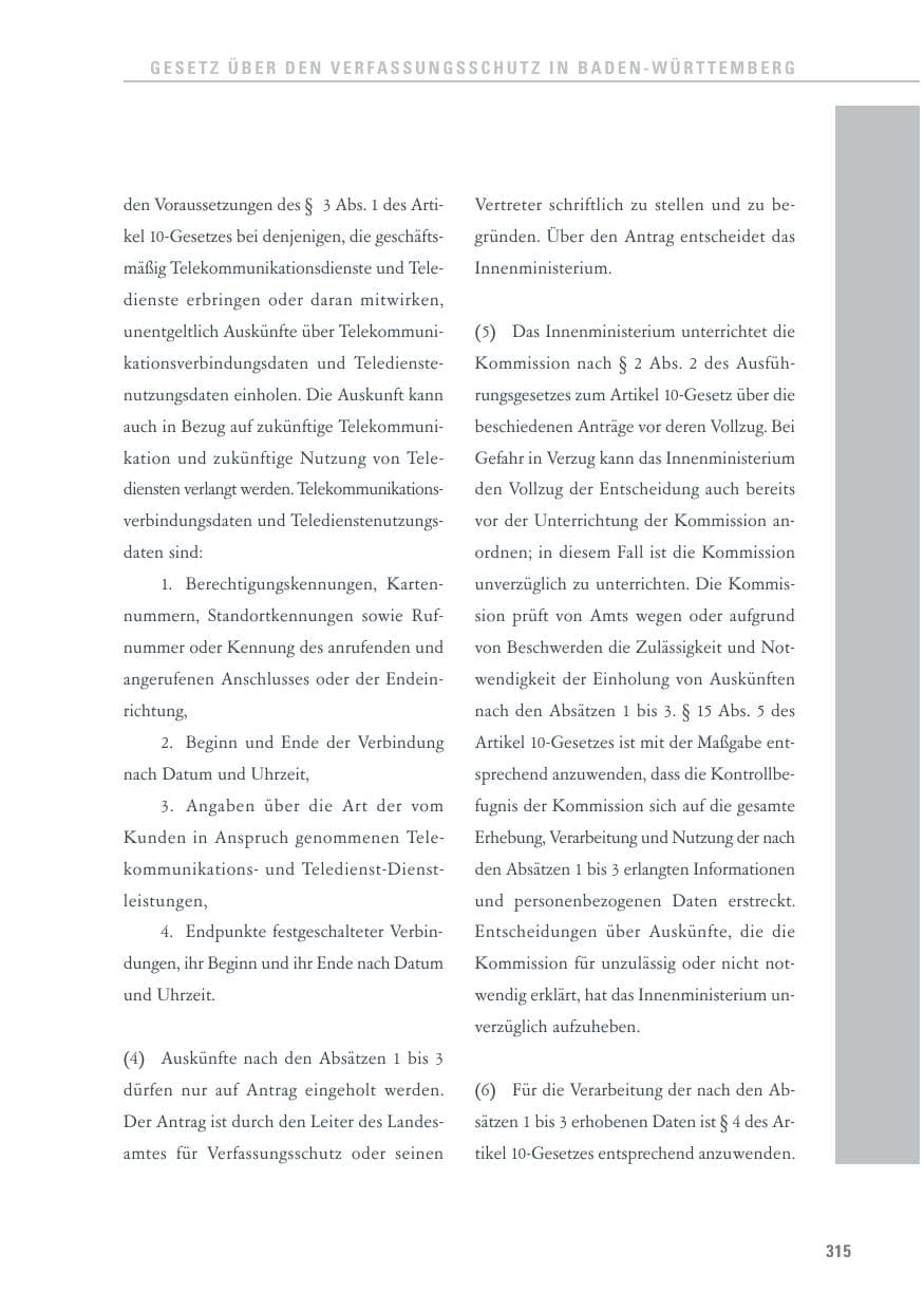 Seite 316 des Verfassungsschutzbericht 2011 Baden-Württemberg